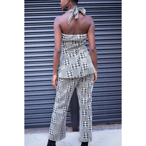 Anthropologie Plaid Cropped Pants Black and White by Eva Franco - Picture 3 of 4